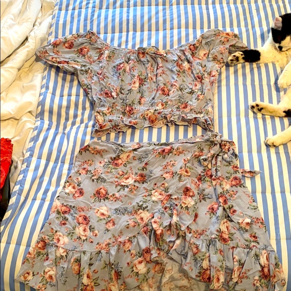 2 Piece Matching skirt set! Roses!